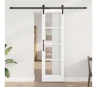 Porte coulissante vidaXL ORKDAL, blanche, 61 x 198,5 cm, en pin massif et verre