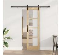 vidaXL Porte coulissante Nature 61 x 198,5 cm en pin massif et verre