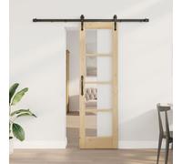 Porte coulissante vidaXL avec kit de quincaillerie 61x198.5 cm en bois massif pin, Porte intérieure vidaXL avec verre 'ORKDAL'61x198.5x4 cm en bois massif pin