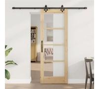 Porte coulissante vidaXL ORKDAL, finition naturelle et noire, 73,5 x 198,5 cm