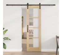 Porte Coulissante vidaXL avec Kit 'ORKDAL'61x198.5 cm, Porte Intérieure vidaXL avec Verre 'ORKDAL'61x198.5x4 cm en Bois de Pin Massif