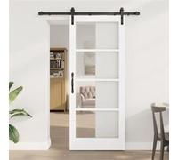 Porte coulissante vidaXL ORKDAL blanche 83 x 202 cm en pin massif et verre