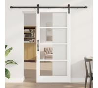 Porte coulissante vidaXL avec quincaillerie 'ORKDAL'blanche 93x202 cm, Porte intérieure vidaXL avec verre 'ORKDAL'blanche 93x202x4 cm