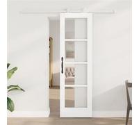 Porte coulissante vidaXL ORKDAL, blanche, 61 x 198,5 cm, en pin massif et verre