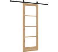 Porte coulissante vidaXL, finition naturelle, 73,5 x 198,5 cm, en pin massif et verre