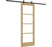 Porte coulissante vidaXL, finition naturelle, 73,5 x 198,5 cm, en pin massif et verre