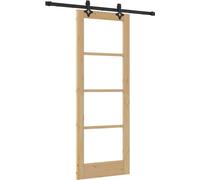 Porte coulissante vidaXL, finition naturelle, 73,5 x 198,5 cm, en pin massif et verre