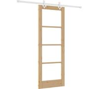 Porte coulissante vidaXL, finition naturelle, 73,5 x 198,5 cm, en pin massif et verre