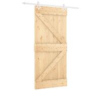 Porte coulissante vidaXL, finition naturelle et blanche, 100 x 210 cm, en pin massif