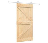 Porte coulissante vidaXL, finition naturelle et blanche, 100 x 210 cm, en pin massif