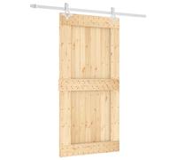 Porte coulissante vidaXL, finition naturelle et blanche, 100 x 210 cm, pin massif