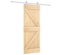 Porte coulissante vidaXL, finition naturelle et blanche, 80 x 210 cm, en pin massif