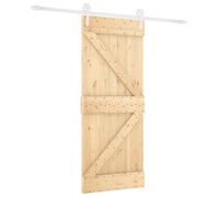 Porte coulissante vidaXL, finition naturelle et blanche, 80 x 210 cm, en pin massif