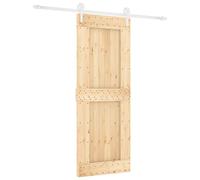 Porte coulissante vidaXL, finition naturelle et blanche, 80 x 210 cm, pin massif