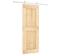 Porte coulissante vidaXL, finition naturelle et blanche, 80 x 210 cm, pin massif