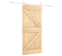 Porte coulissante vidaXL, finition naturelle et blanche, 90 x 210 cm, en pin massif