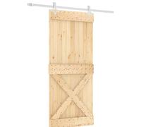 Porte coulissante vidaXL, finition naturelle et blanche, 90 x 210 cm, pin massif