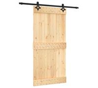Porte coulissante vidaXL, finition naturelle et noire, 100 x 210 cm, pin massif