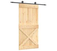 Porte coulissante vidaXL, finition naturelle et noire, 100 x 210 cm, pin massif