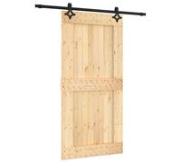 Porte coulissante vidaXL, finition naturelle et noire, 100 x 210 cm, pin massif