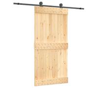Porte coulissante vidaXL, finition naturelle et noire, 100 x 210 cm, pin massif
