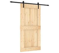 Porte coulissante vidaXL, finition naturelle et noire, 100 x 210 cm, pin massif
