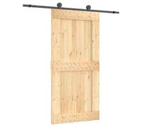 Porte coulissante vidaXL, finition naturelle et noire, 100 x 210 cm, pin massif
