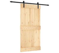 Porte coulissante vidaXL, finition naturelle et noire, 100 x 210 cm, pin massif