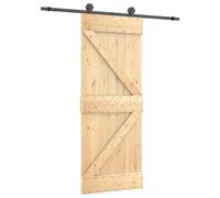 Porte coulissante vidaXL, finition naturelle et noire, 70 x 210 cm, pin massif