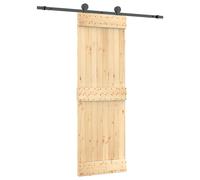 Porte coulissante vidaXL, finition naturelle et noire, 70 x 210 cm, pin massif
