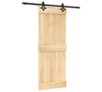 Porte coulissante vidaXL, finition naturelle et noire, 80 x 210 cm, pin massif