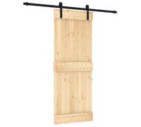Porte coulissante vidaXL, finition naturelle et noire, 80 x 210 cm, pin massif