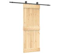Porte coulissante vidaXL, finition naturelle et noire, 80 x 210 cm, pin massif