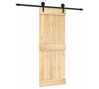 Porte coulissante vidaXL, finition naturelle et noire, 80 x 210 cm, pin massif