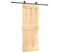 Porte coulissante vidaXL, finition naturelle et noire, 80 x 210 cm, pin massif