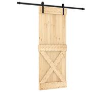 Porte coulissante vidaXL, finition naturelle et noire, 80 x 210 cm, pin massif