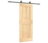 Porte coulissante vidaXL, finition naturelle et noire, 80 x 210 cm, pin massif