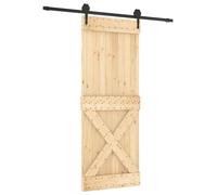 Porte coulissante vidaXL, finition naturelle et noire, 80 x 210 cm, pin massif