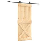 Porte coulissante vidaXL, finition naturelle et noire, 85 x 210 cm, pin massif