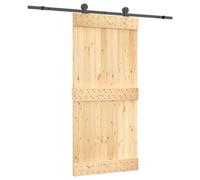 Porte coulissante vidaXL, finition naturelle et noire, 95 x 210 cm, pin massif