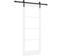 Porte coulissante vidaXL ORKDAL blanche 83 x 202 cm en pin massif et verre
