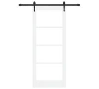 Porte coulissante vidaXL ORKDAL blanche 83 x 202 cm en pin massif et verre