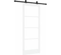 Porte coulissante vidaXL ORKDAL blanche 83 x 202 cm en pin massif et verre