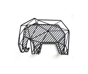 Porte-courrier mural ou à poser - KIKKERLAND - Éléphant décoratif - Mural ou à poser - Métal - Gris - 20 x 13,5 x 9,5 cm