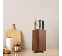 Porte-couteau magnétique - Bloc à couteaux - Rotation 360° - Bois d'acacia - Aimants puissants 1600Gs - Pour le plan de travail - Epaisseur 15 mm