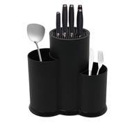 Porte-couteaux 3 en 1, bloc à couteaux sans couteau, bloc à couteaux universel rond, multifonctionnel, ustensiles de cuisine, rangement pour 4 à 5 couteaux, pour tous les couteaux de cuisine (noir)