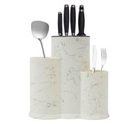 Porte-couteaux 3 en 1, bloc à couteaux sans couteau, bloc à couteaux universel, rond, multifonctionnel, ustensiles de cuisine, rangement pour 4 à 5 couteaux, pour tous les couteaux de cuisine (blanc)