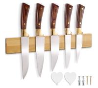 Porte Couteaux Aimanté, Barre Aimantée pour Couteaux, Barre Magnetique en Bambou, Porte-Couteau Magnétique pour Cuisine, Couteau à Bande Magnétique avec Aimant Extra Puissant, 40 x 6 x 2 cm