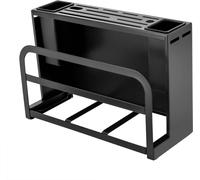 Porte-couteaux - Bloc à couteaux sans couteaux - Acier au carbone - Support pour couverts et planche à découper (fente 4,5 cm) - Fixation murale et sur table - 25 kg - Noir