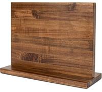 Porte-couteaux magnétique en bois d'acacia | Avec aimants puissants et magnétiques double face - Multifonctionnel - Porte-couteaux de rangement